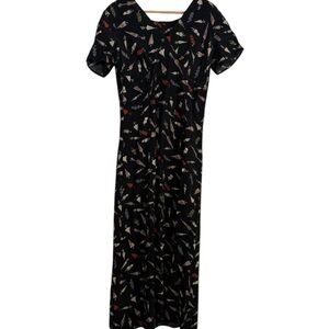 Banana Republic Black Dress Umbrella Print Size 4